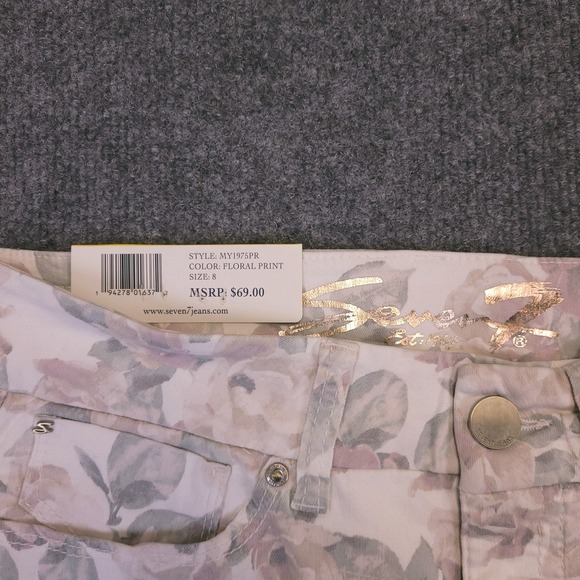 NWT Seven7 Jeans Women Sz 8 (30x30) Tummyless High Rise Skinny Floral MSRP 69 - Picture 5 of 16